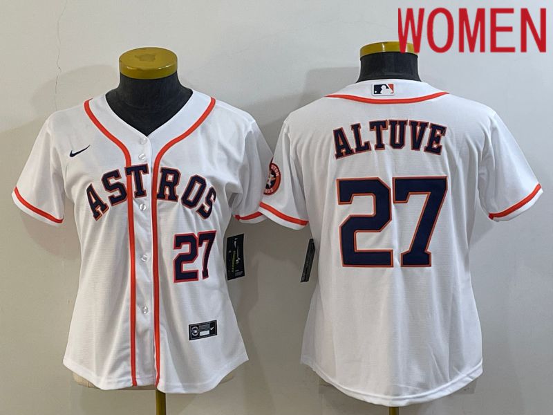 Women Houston Astros #27 Altuve White Game Nike 2022 MLB Jerseys->women mlb jersey->Women Jersey